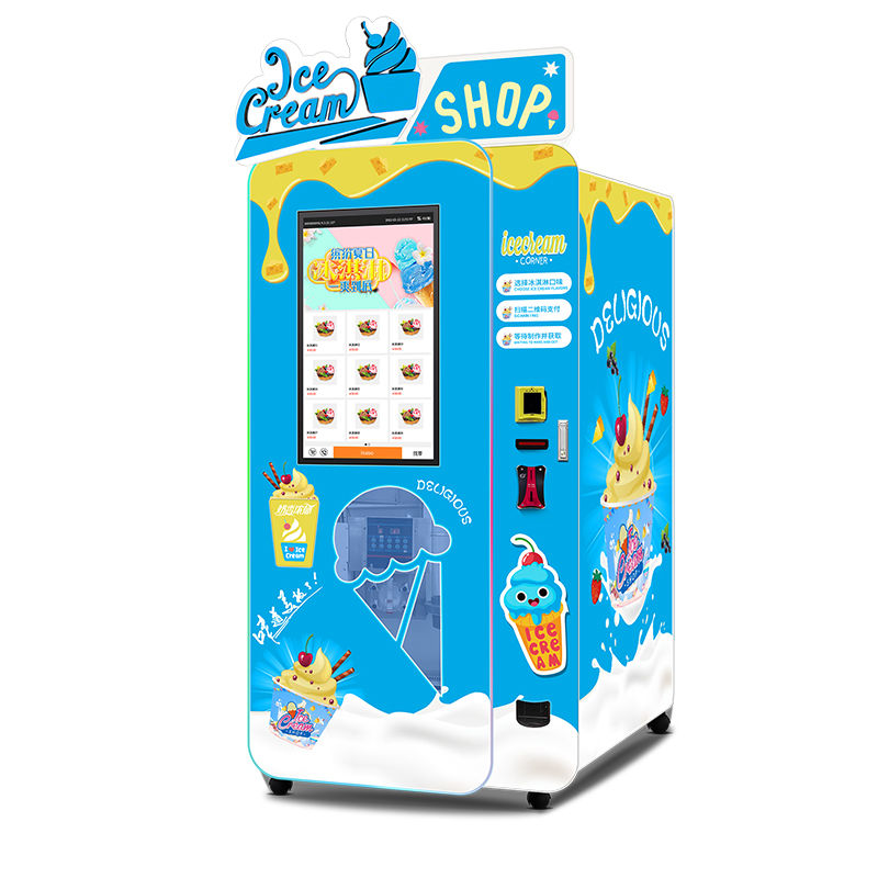 Soft Serve Ice Cream Vending Machine Automatic Soft Ice Cream Vending Machine With 32 inch Big Touch Screen